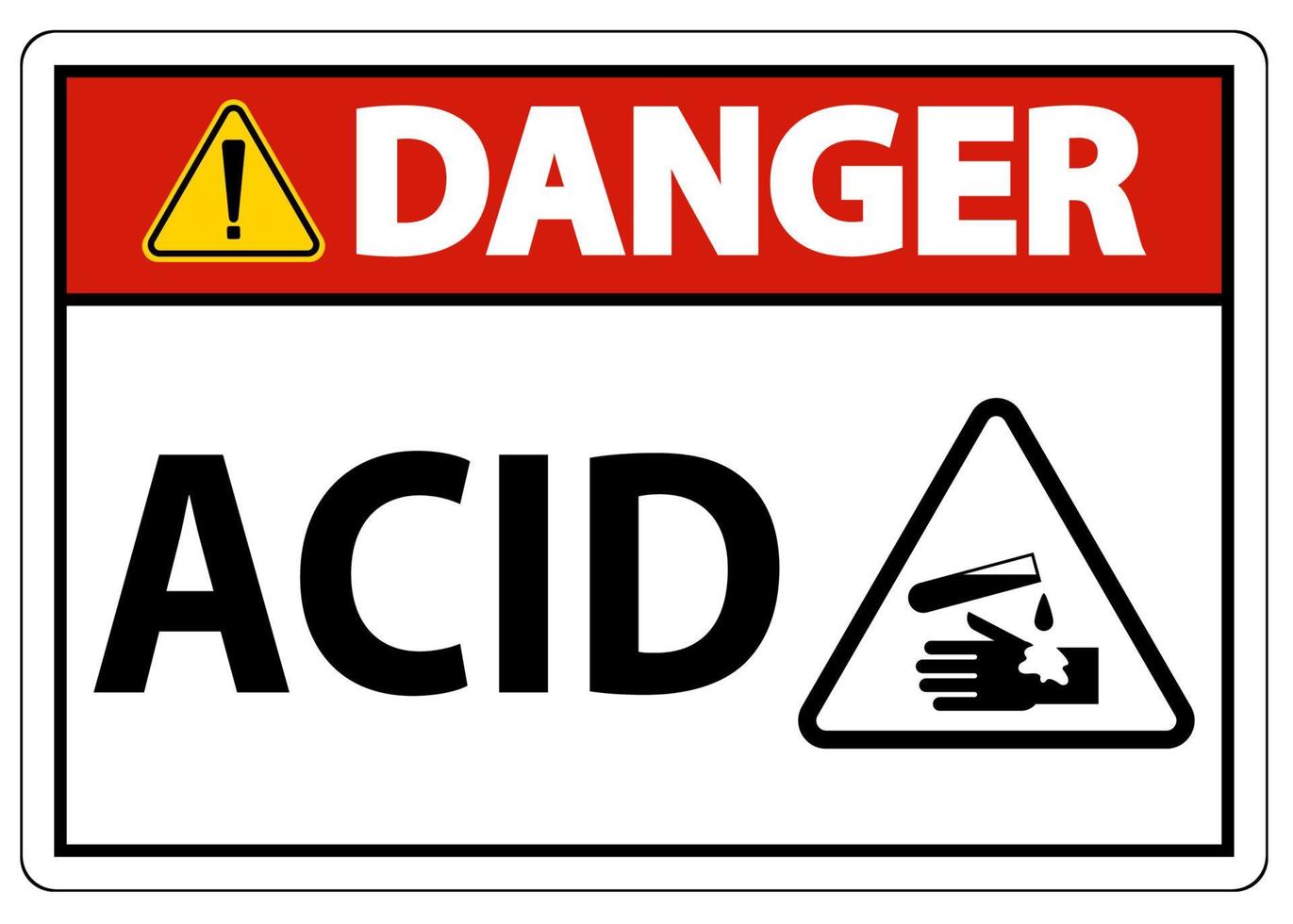 etiqueta sinal de perigo ácido no fundo branco vetor