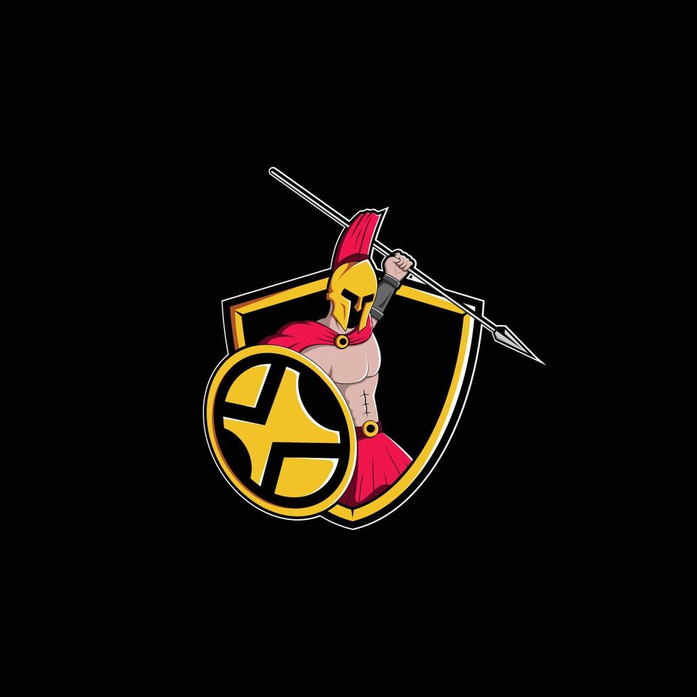 design de logotipo esport mascote espartano vetor