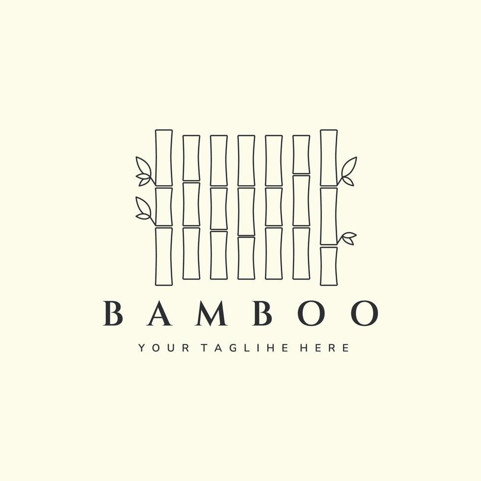 design de vetor de modelo de emblema de logotipo de arte de linha simples de bambu