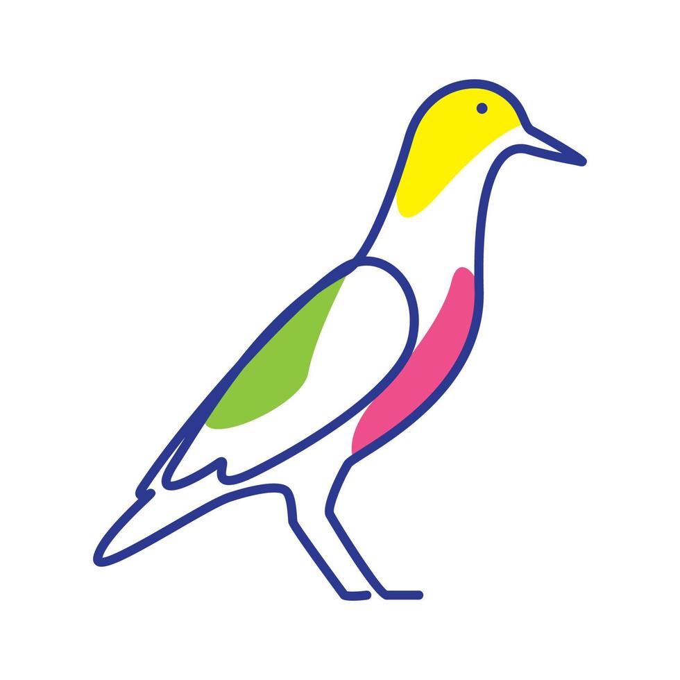 gaivota pássaro praia linha logotipo colorido símbolo vetor ícone design ilustração