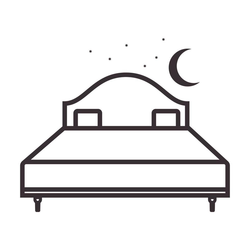 noite de lua com linhas de cama móveis logotipo interior vetor símbolo ícone design ilustração