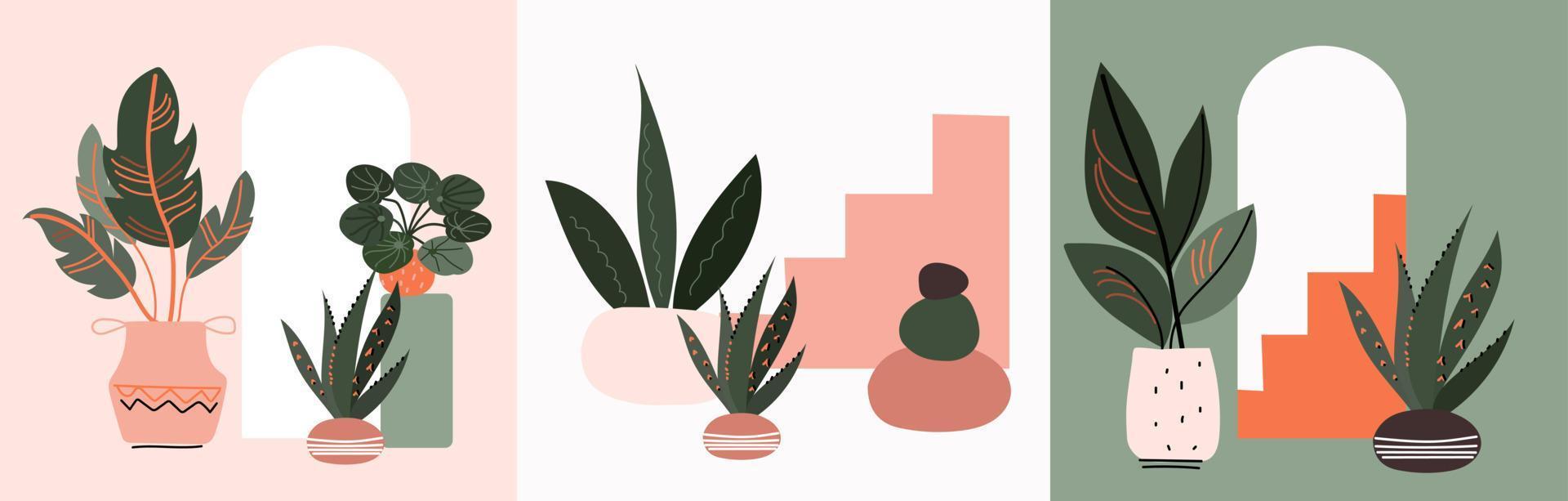 plantas em casa, design vetorial de jardim interno vetor