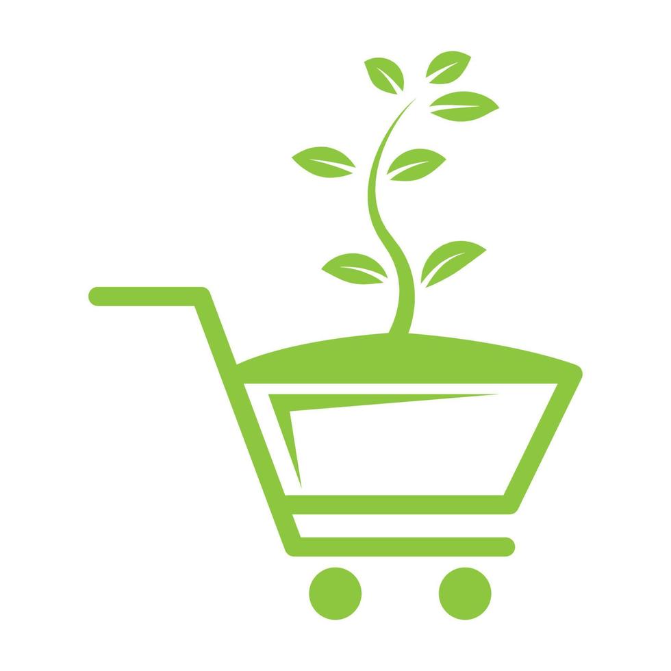 gráfico de compras com ilustração de design de ícone de símbolo de vetor de logotipo de planta