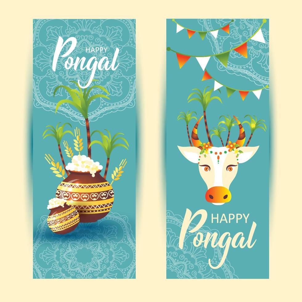 festival do sul da índia pongal fundo modelo design banners de ilustração vetorial - fundo do festival pongal vetor