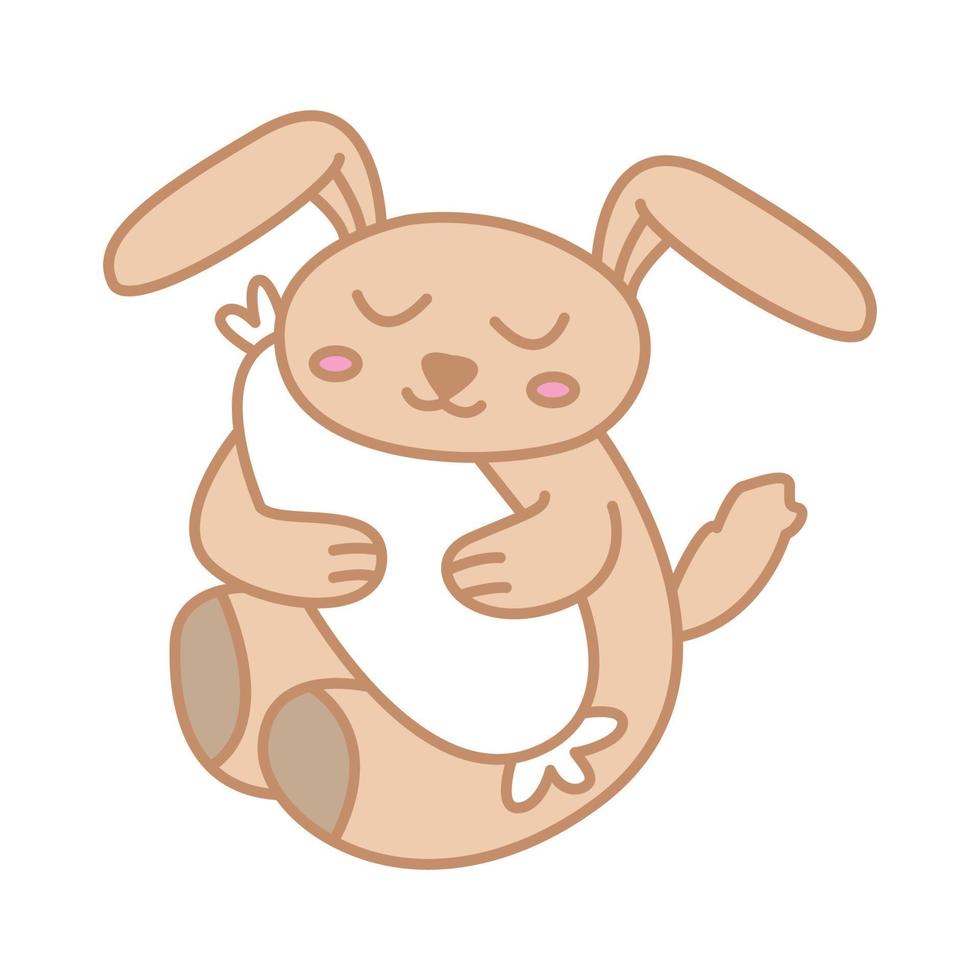 coelho ou coelho ou animal de estimação com travesseiro dormir ilustração em vetor logotipo bonito dos desenhos animados