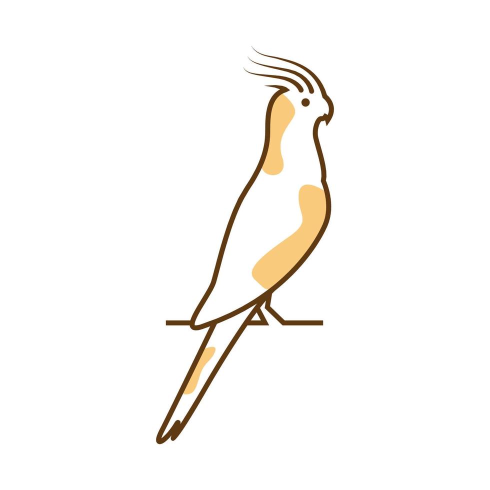linhas arte colorida calopsita pássaro logotipo vetor símbolo ícone design ilustração gráfica