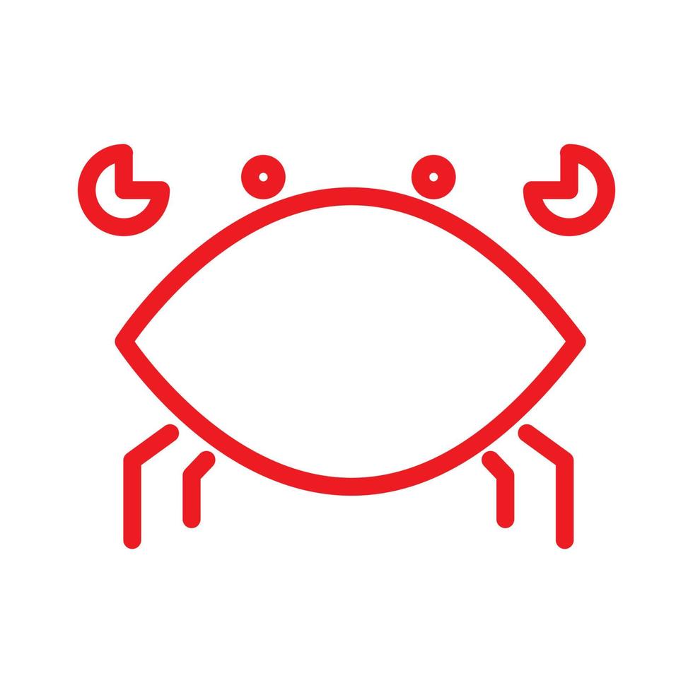 linha fofa logotipo de caranguejo vermelho minimalista símbolo ícone vetor design gráfico ilustração ideia criativa