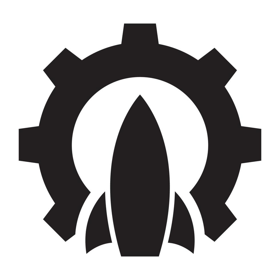 serviço de engrenagem com ilustração gráfica de design de ícone de símbolo de vetor de logotipo de foguete