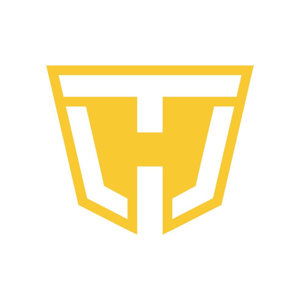 letra th ou design de logotipo de segurança de escudo inicial ht vetor
