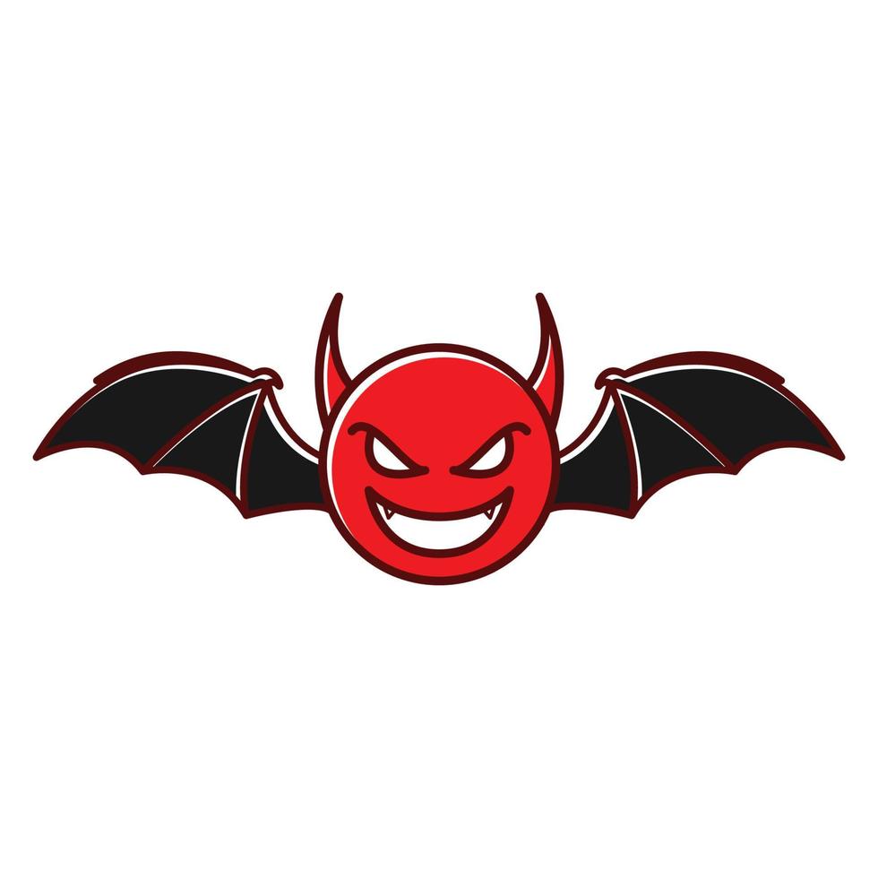 cabeça de diabo vermelha com asas de morcego logotipo símbolo ícone vetor design gráfico