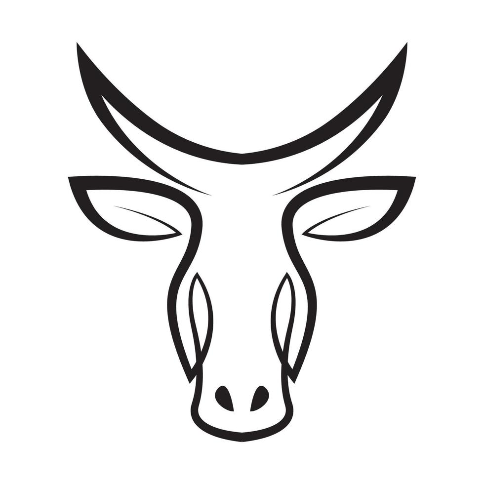 cabeça de linha contínua design de logotipo de vaca moderna vetor gráfico símbolo ícone sinal ilustração ideia criativa