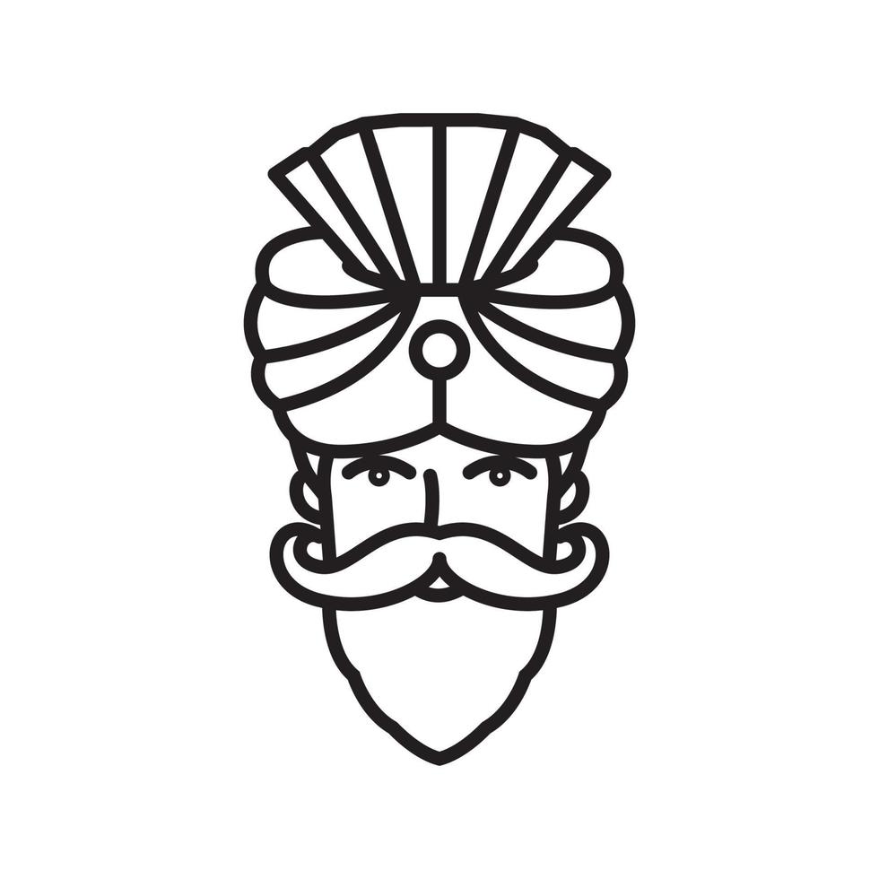 cocar de moda turbante árabe cultura indiana linha logotipo vetor ícone ilustração design