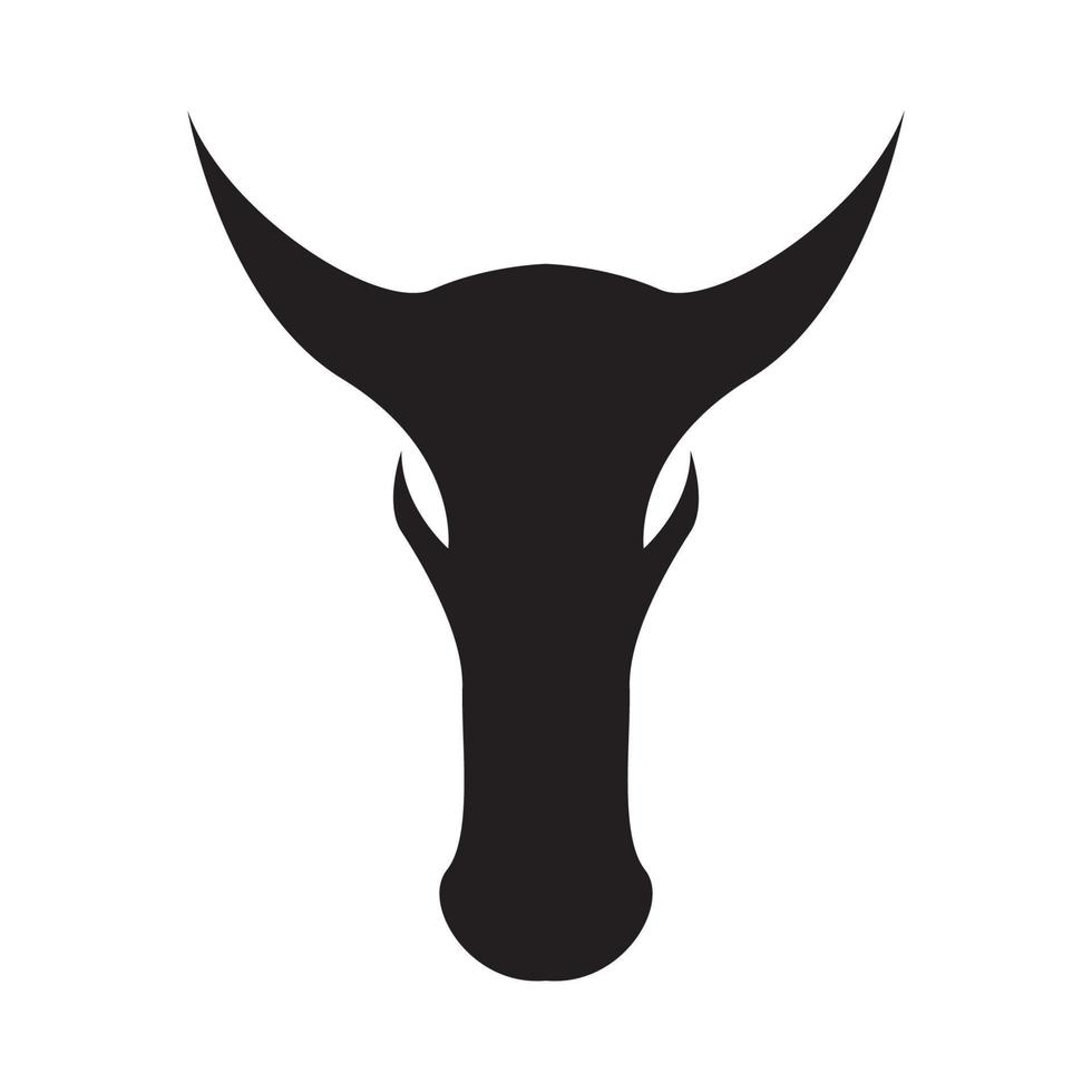 design de ilustração de ícone de vetor de logotipo de vaca de caveira de cabeça de silhueta moderna