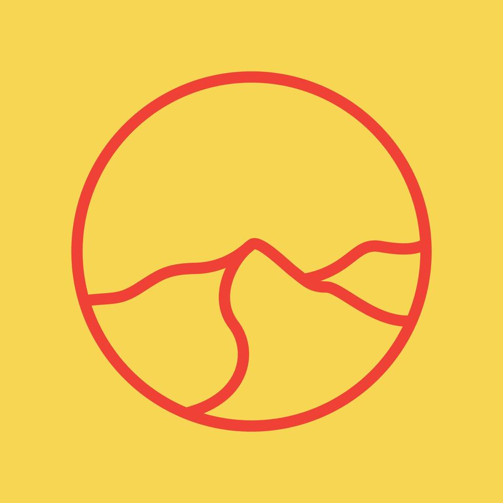 círculo de linha vermelha com design de logotipo de montanhas do deserto vetor gráfico símbolo ícone sinal ilustração ideia criativa