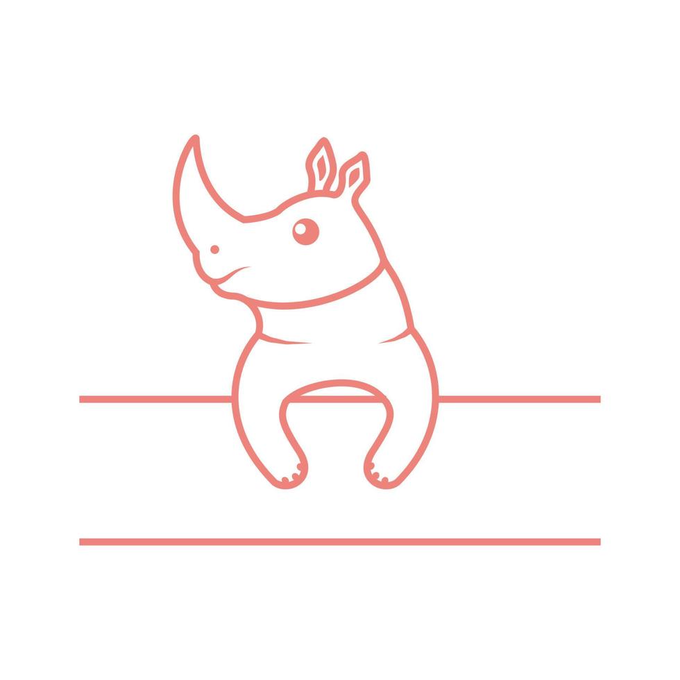 rosto bonito animal rinoceronte linha logotipo símbolo ícone vetor design gráfico ilustração ideia criativa