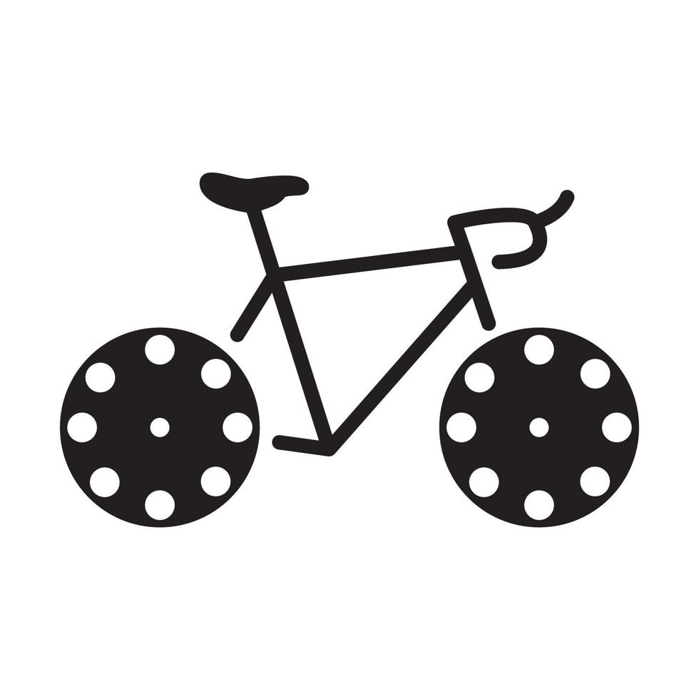 cinema de roda com ilustração de design de ícone de símbolo de vetor de logotipo de bicicleta