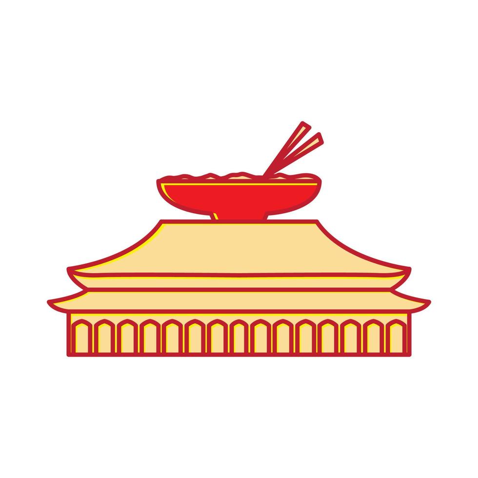 macarrão com comida de cultura tigela asiática com ilustração de símbolo de ícone de vetor de design de logotipo em casa tradicional