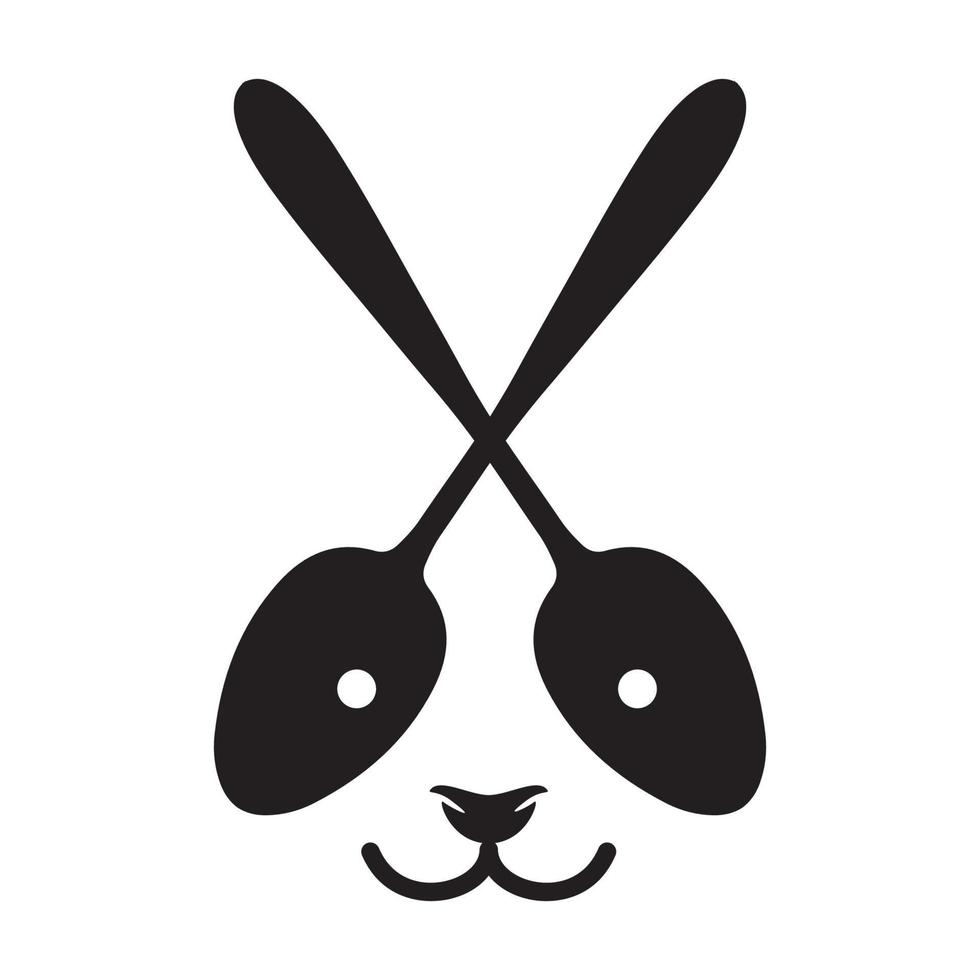 colher com design de ilustração de ícone de vetor de logotipo de panda