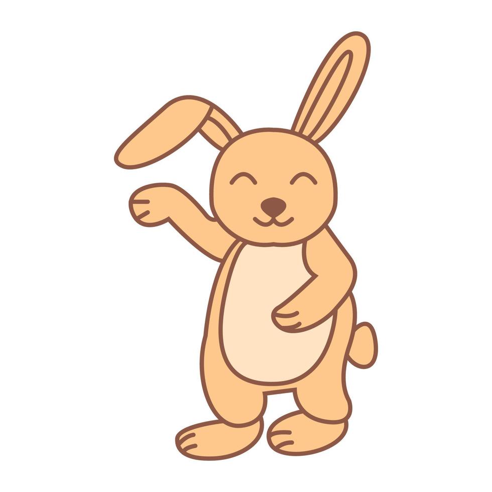 coelho ou coelho mão feliz para cima ilustração vetorial de desenho animado fofo vetor