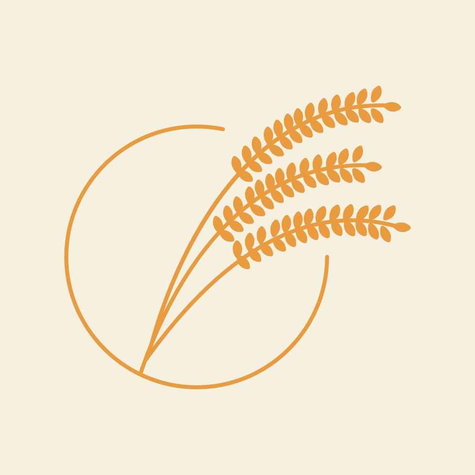 trigo grão folha linha círculo logotipo design vetor ícone símbolo ilustração