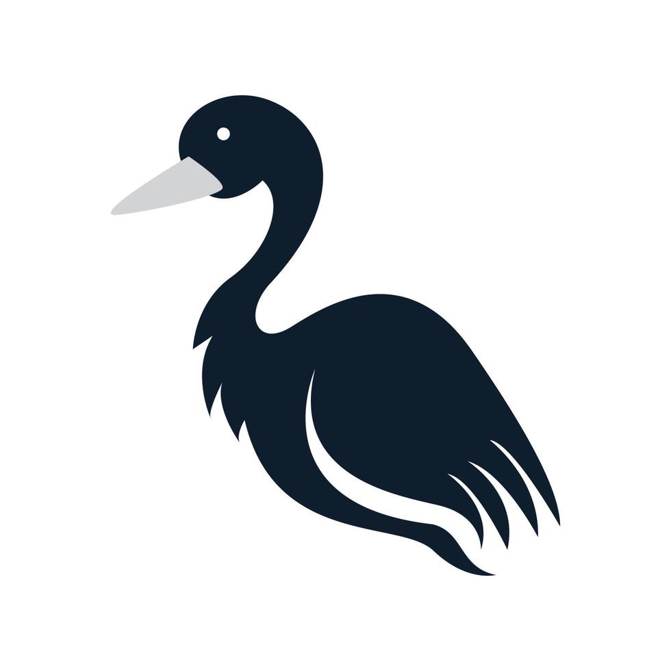 animal pássaro ganso ou silhueta de cisne logotipo moderno vetor ícone ilustração design