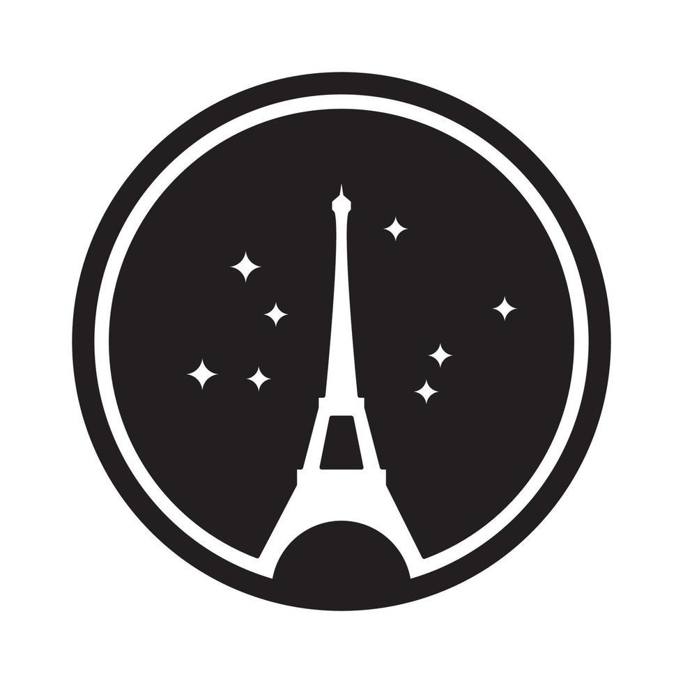 círculo eiffel night star logotipo vetor ícone ilustração design