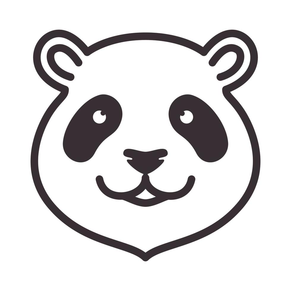 linhas design de ilustração de ícone de vetor de logotipo de panda de cabeça bonitinha