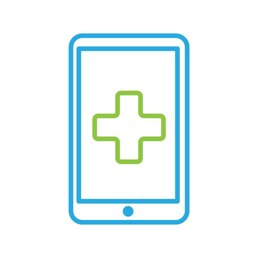 telefone celular com linha de saúde cruzada logotipo símbolo vetor ícone ilustração design gráfico