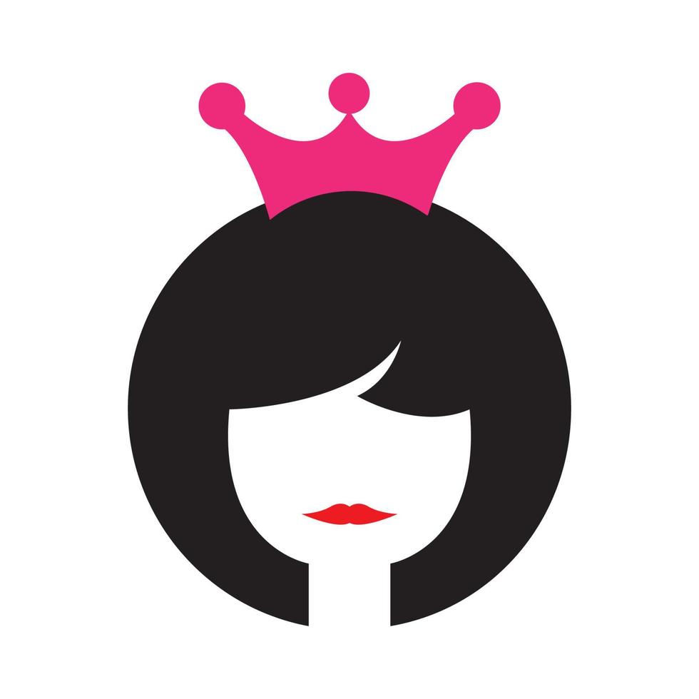 mulheres cabeça bonito rainha logotipo vetor símbolo ícone design ilustração