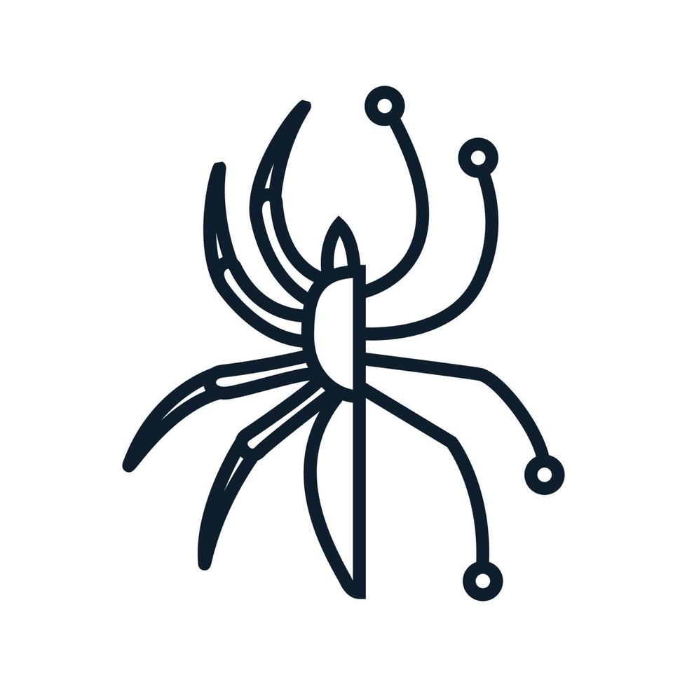 tecnologia de linha de aranha conectar design de ilustração de ícone de vetor de logotipo