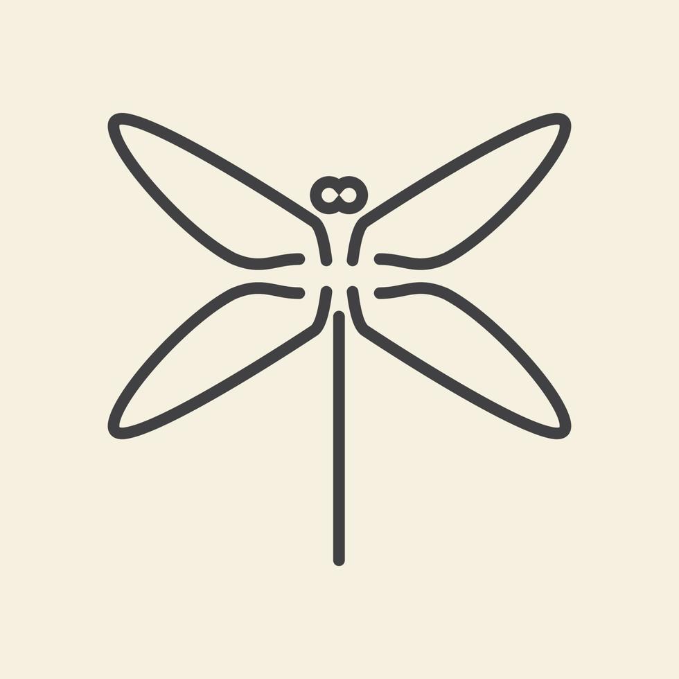 simples linha de inseto libélula logotipo símbolo ícone vetor ilustração design gráfico