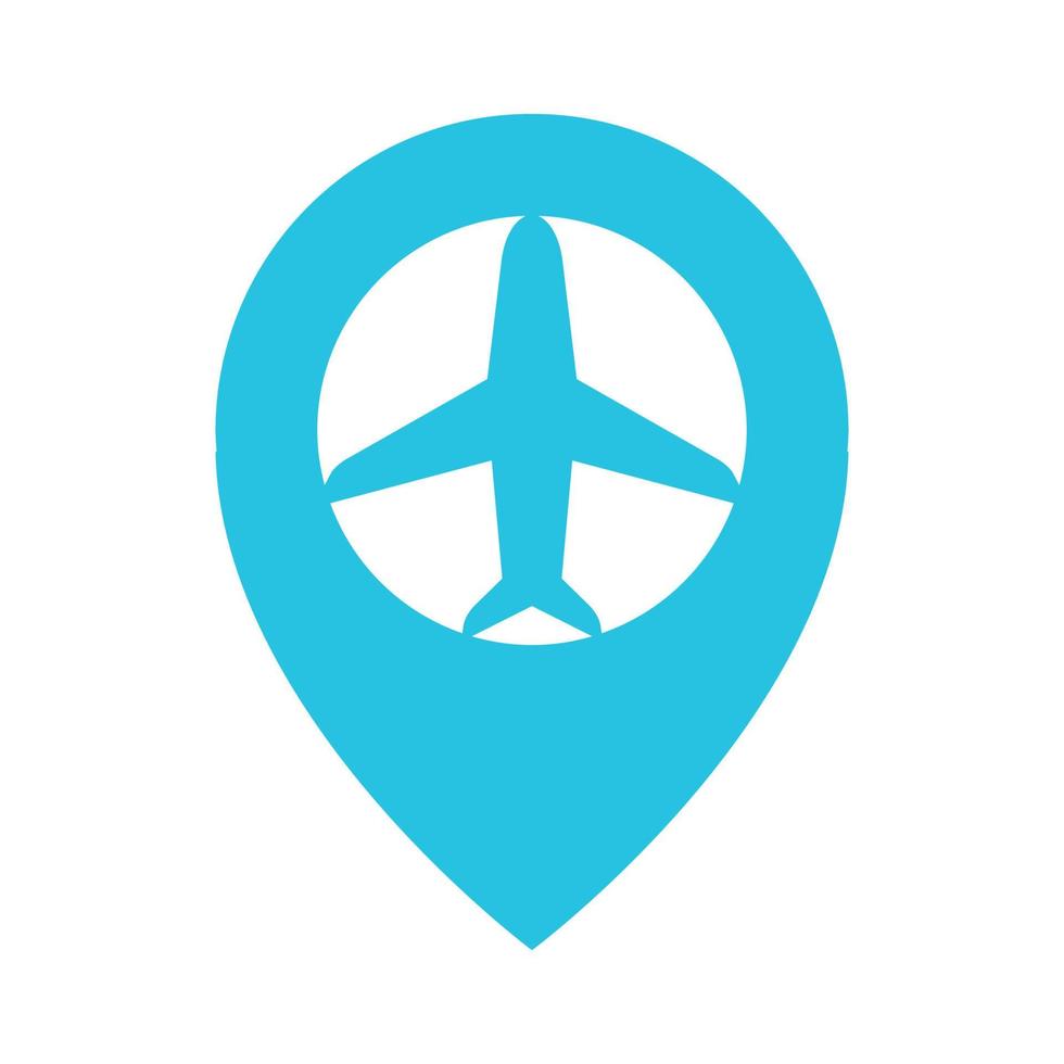 transporte céu viagem de avião com pin map localização logotipo vetor ícone ilustração design