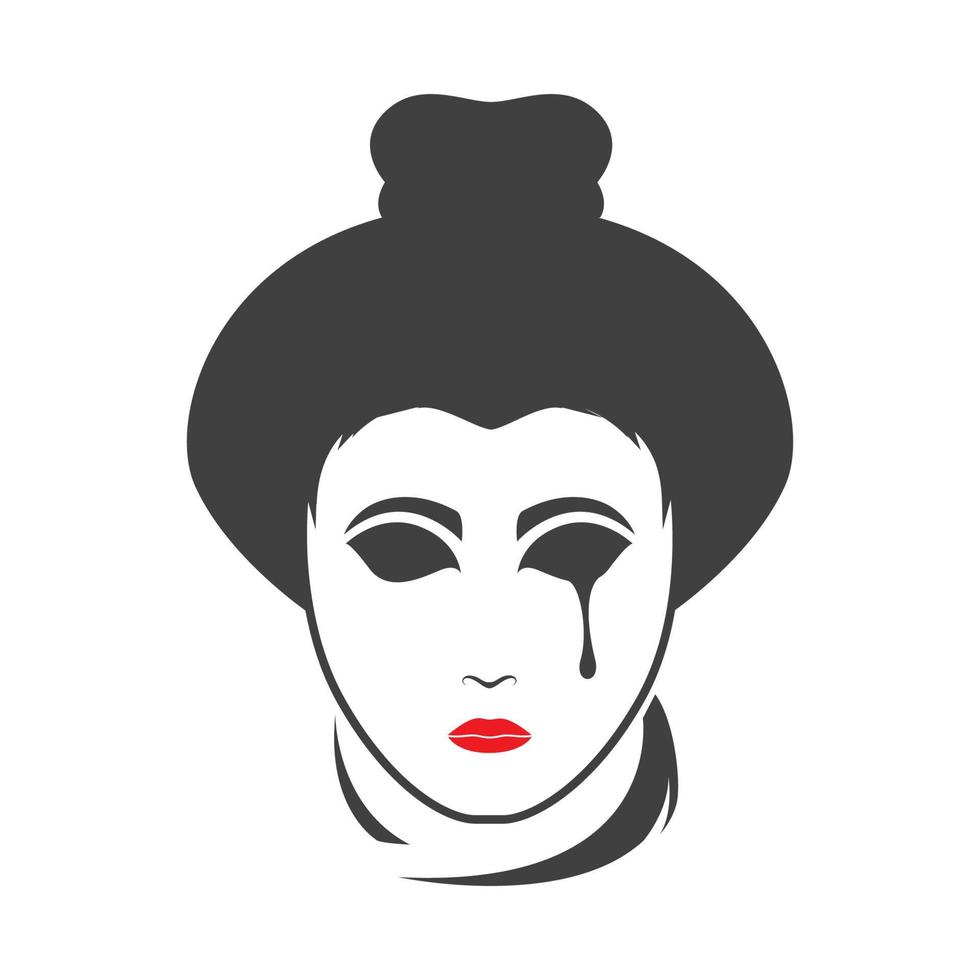 rosto de mulher japão design de logotipo triste vetor gráfico símbolo ícone sinal ilustração ideia criativa