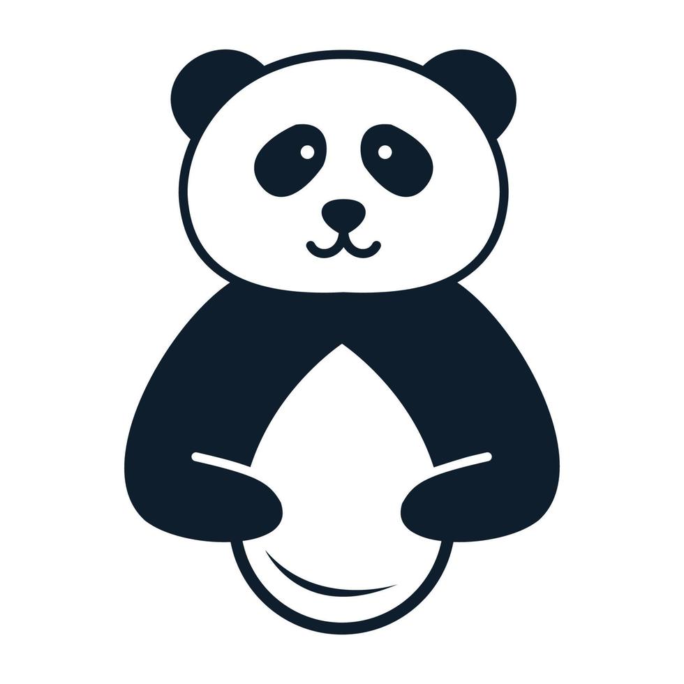 panda com ilustração vetorial de ícone de logotipo fofo de gota de água vetor