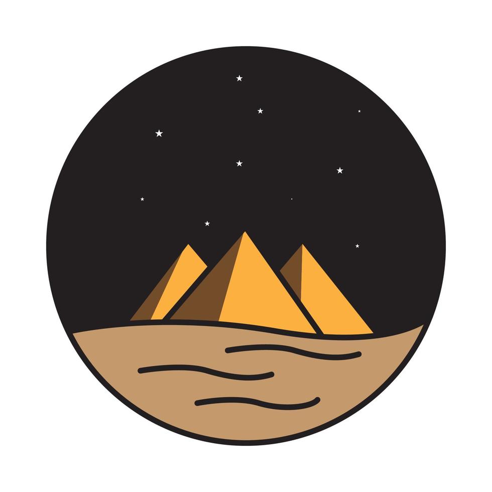 ilustração de ícone de vetor de logotipo moderno de noite de montanha do deserto