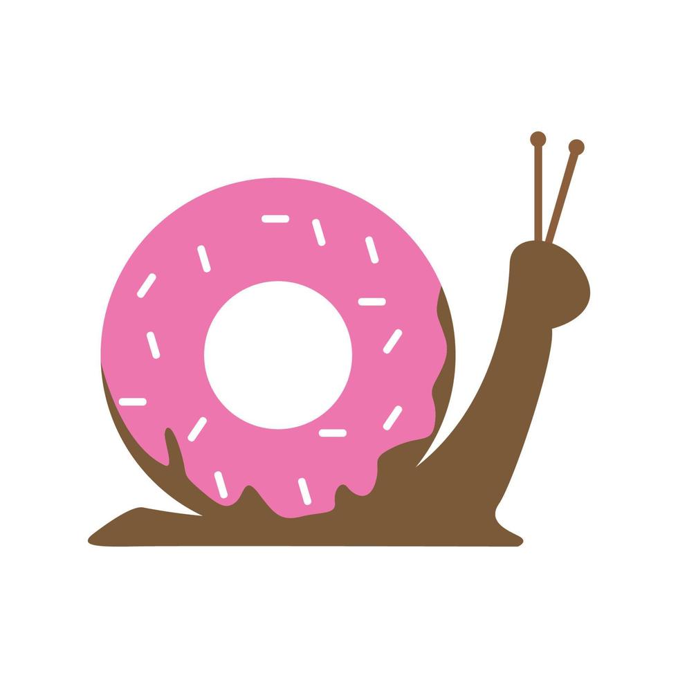 caracol ou lesma com design de ilustração de ícone de vetor de logotipo de rosquinhas