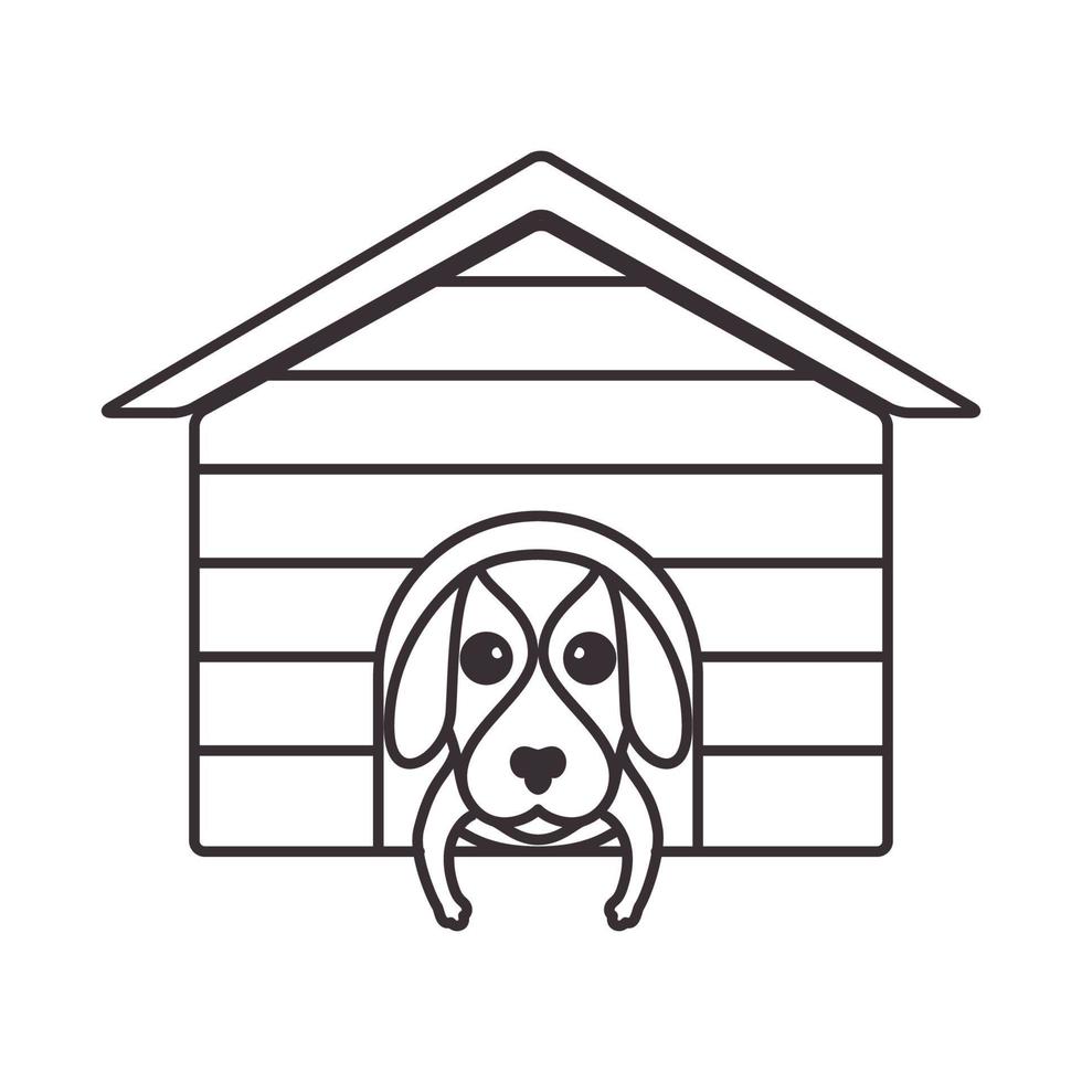 casa de cachorro de madeira vintage logotipo símbolo vetor ícone ilustração design gráfico