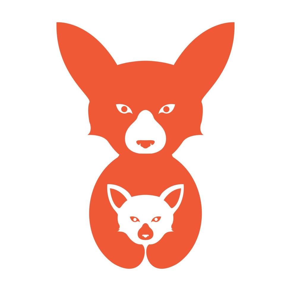 raposa criança com ilustração de design gráfico de vetor de ícone de símbolo de logotipo de mãe