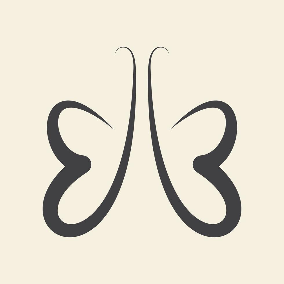 linha simples única forma de borboleta fofa logotipo símbolo ícone vetor ilustração design gráfico
