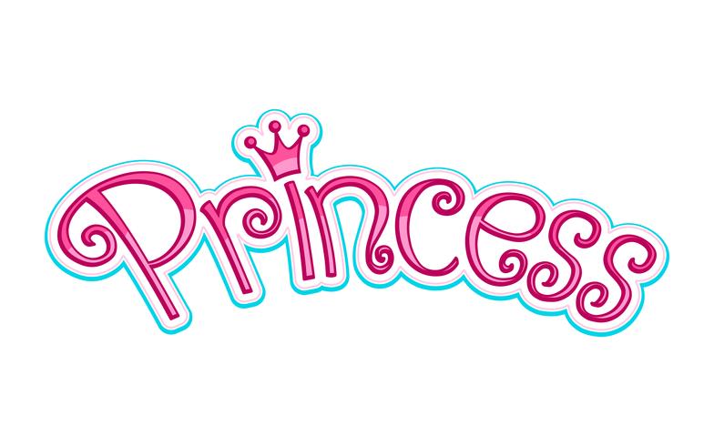 Gráfico de logotipo feminino rosa princesa texto com coroa vetor