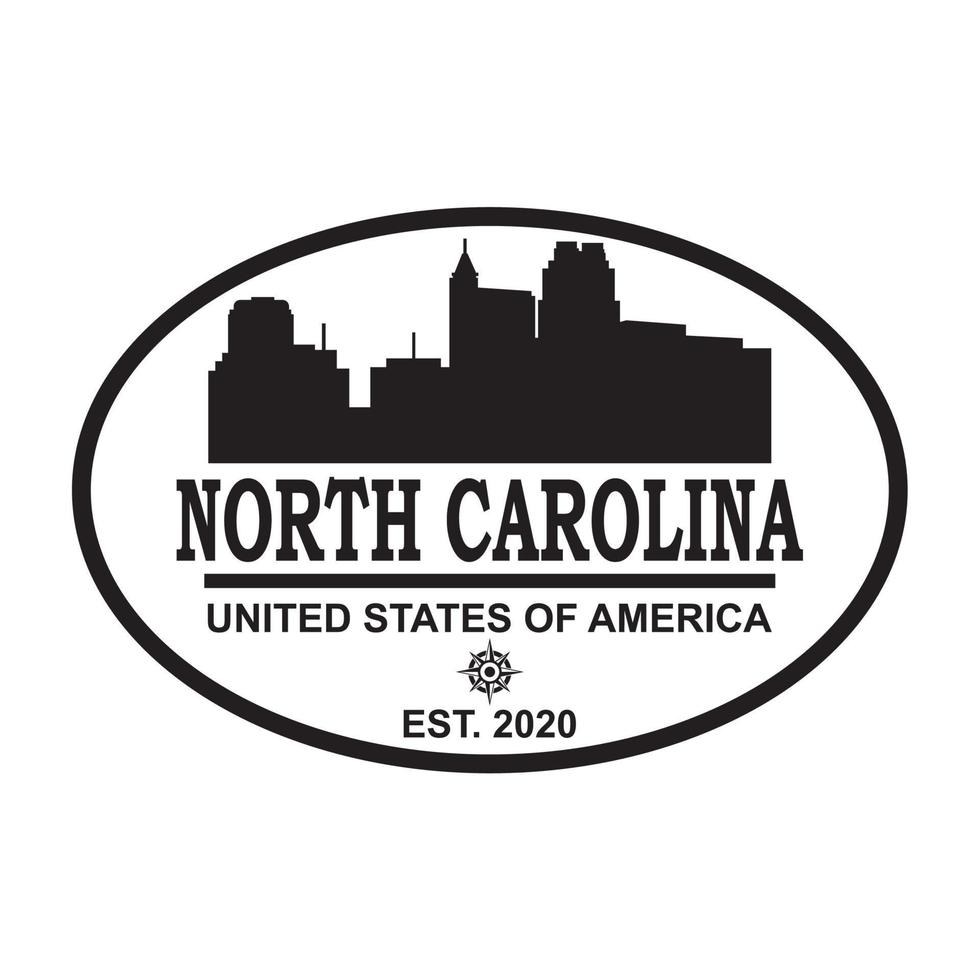 logotipo de vetor de silhueta de horizonte de carolina do norte