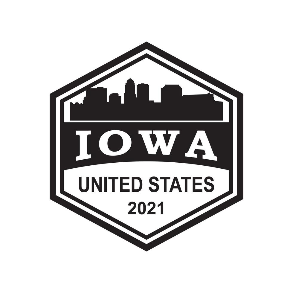 logotipo de vetor de silhueta de horizonte de iowa