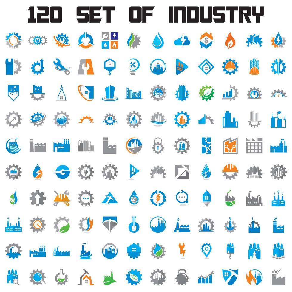 conjunto de vetor de fábrica, conjunto de logotipo da indústria