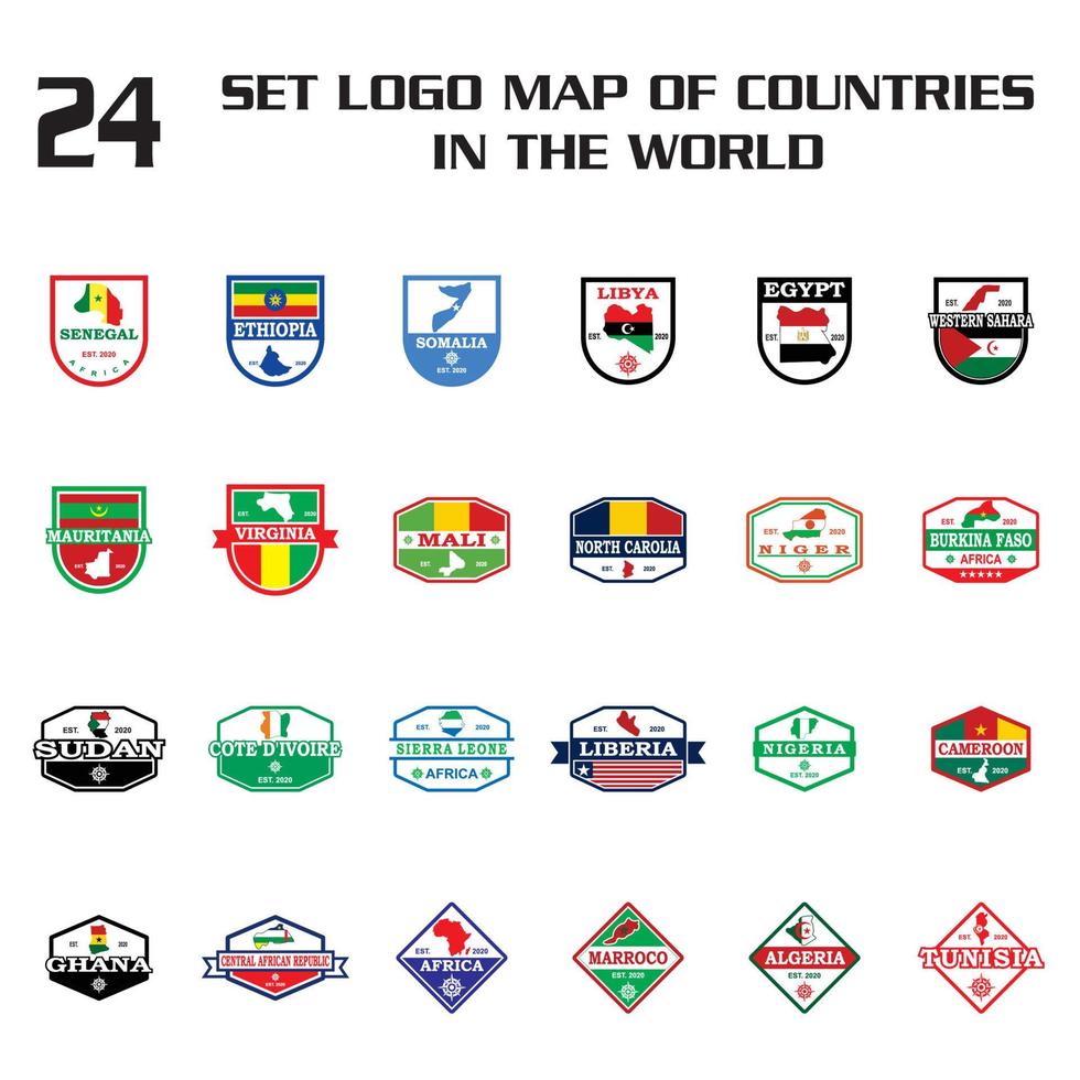 conjunto de vetor de mapa do país, conjunto de logotipo do mapa