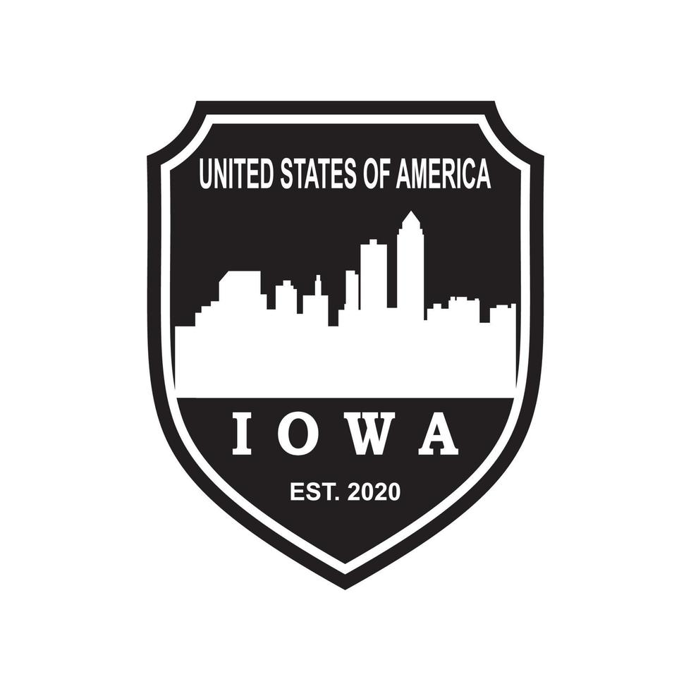 logotipo de vetor de silhueta de horizonte de iowa