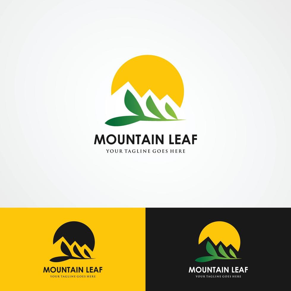vetor de modelo de logotipo de folha de montanha.