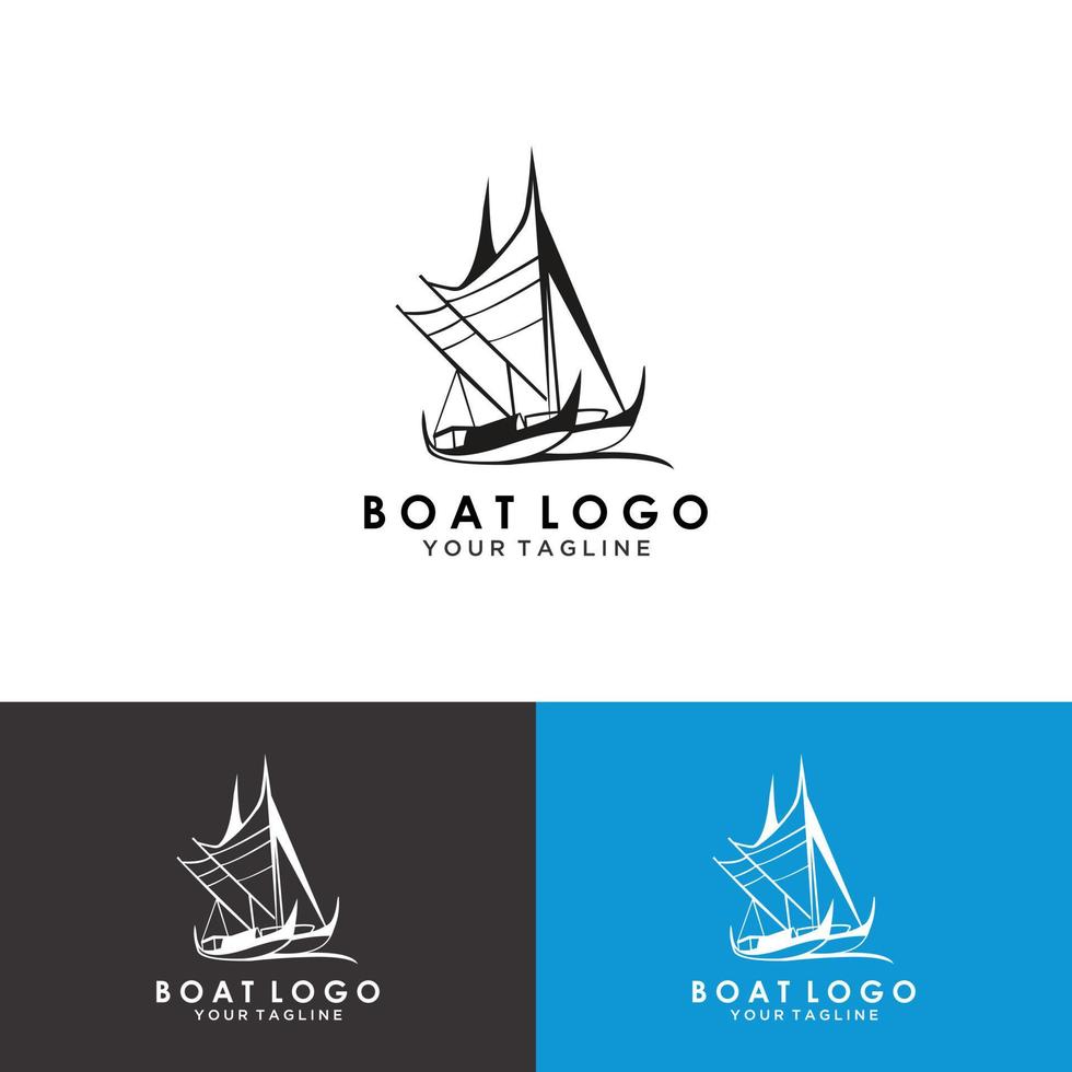 modelo de logotipo de barco de pesca. ilustração vetorial vetor