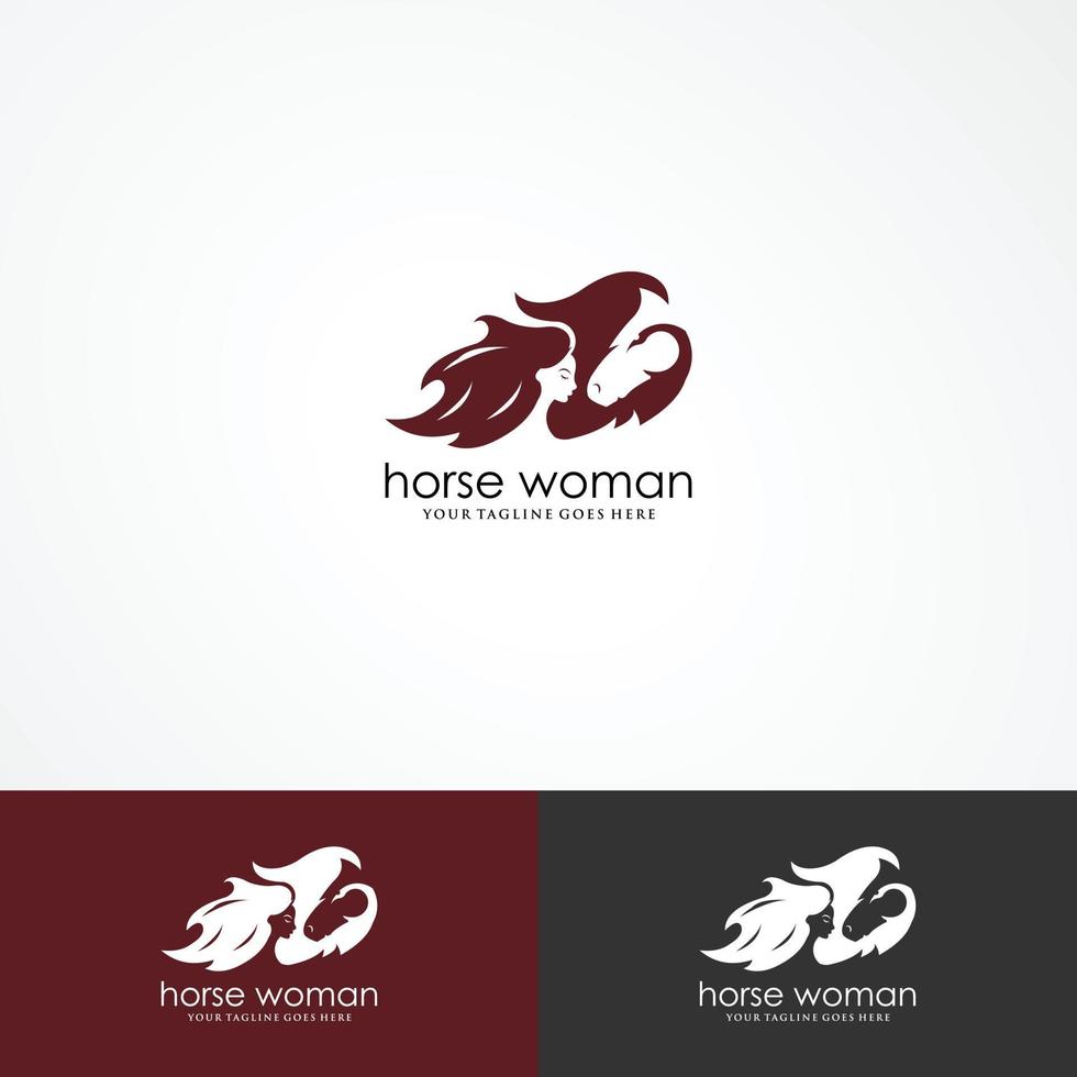 girl and horse logo design e horse farm template vector. vetor
