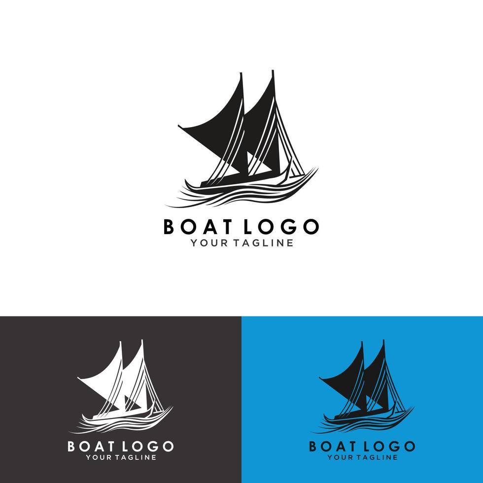 modelo de logotipo de barco de pesca. ilustração vetorial vetor