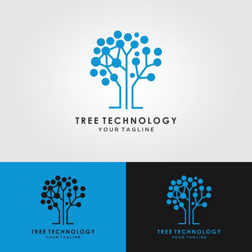 logotipo da árvore de tecnologia em fundo branco. ilustração vetorial vetor
